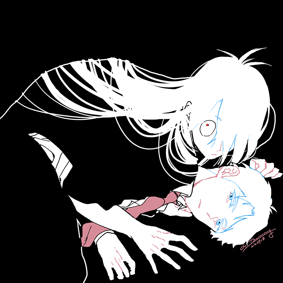 「黒白の父水 」|おおとみのイラスト