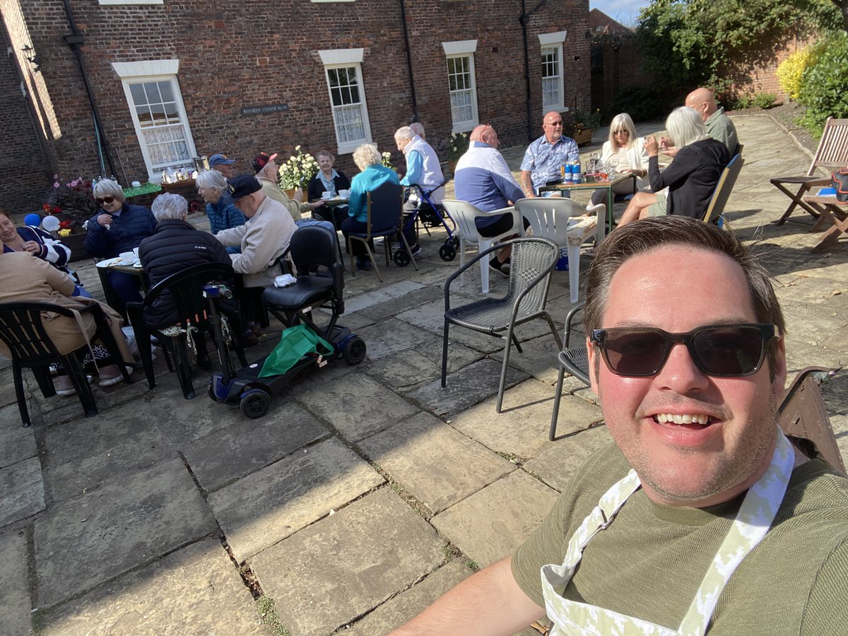 Enjoying our 1st BBQ in Bourne Yard and raising money for #macmillan 
Thank you everyone for a great time and donations.