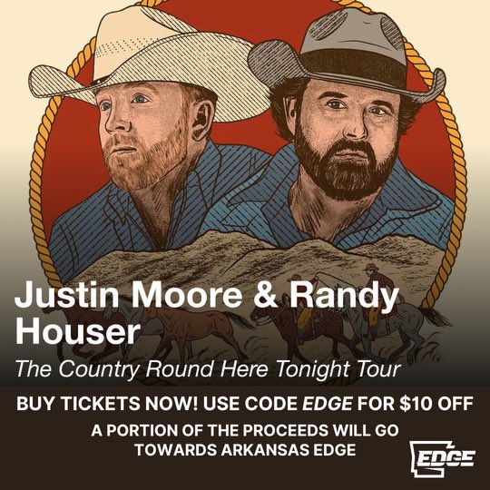 smithraaron's tweet photo. Justin Moore is coming to the Walmart AMP on October 3rd! A portion of sales will be going to support Razorback athletes through @arkansasedgenil. Use code EDGE for $10 off your tickets! Buy them today at the link in Edge’s bio 🐗 @ArkansasEdgeNIL https://t.co/yN0DIOjXxo