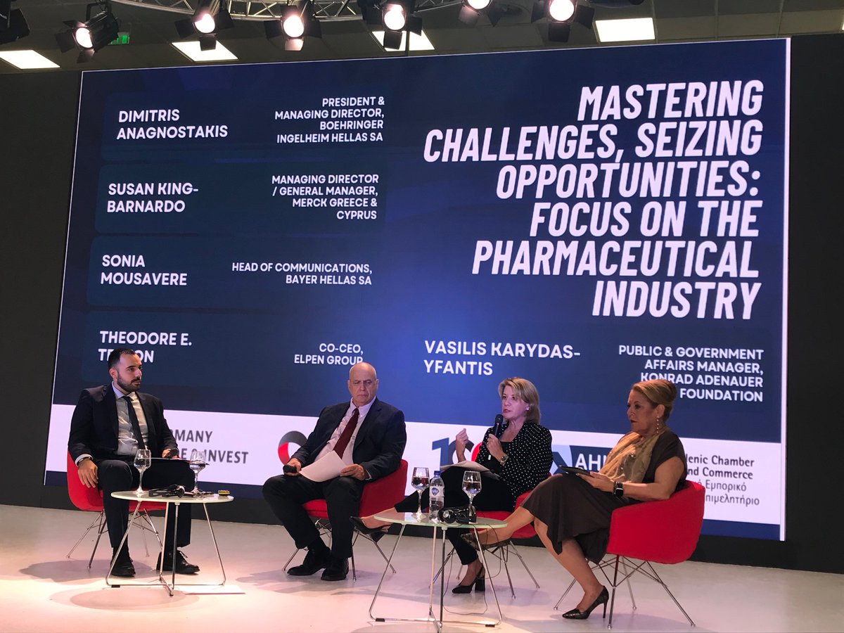 💊📈Πάνελ εκδήλωσης με τίτλο «Ξεπερνώντας τις προκλήσεις, αξιοποιώντας τις ευκαιρίες: Η βιομηχανία φαρμάκου στο επίκεντρο», διοργάνωσε το Germany Trade &amp; Invest, εκ μέρους του @BMWK, σε συνεργασία με το <a href="/ahkgermany/">AHK Griechenland</a>, στο πλαίσιο της 88ης ΔΕΘ. 
ℹ griechenland.ahk.de/gr/nea/news-de…
#TIF2024