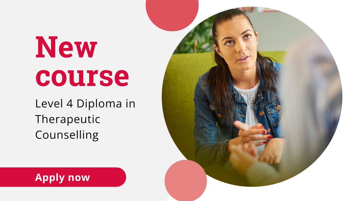 New for 2024/25 ✨📣
From October we’ll be offering a Level 4 Certificate in Therapeutic Counselling.

This a great opportunity for anyone looking to build on previous counselling qualifications and gain practitioner status. Find out more rebrand.ly/level-4-counse…