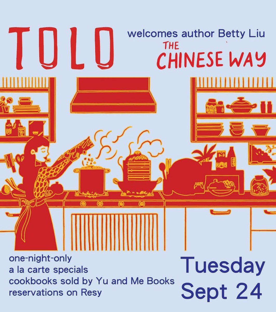 Betty Liu (@bliu07) on Twitter photo NEW YORK!!
for one night only, 9/24, Tolo NYC will be serving dishes from the book! Only a few tables left: RSVP
shorturl.at/LAsgf
On 9/25 I will also be at <a href="/mofad/">Museum of Food and Drink</a> in conversation with Hetty McKinnon and Kaitlin from Woks of Life!!! shorturl.at/BMfdr NEW YORK!!
for one night only, 9/24, Tolo NYC will be serving dishes from the book! Only a few tables left: RSVP
shorturl.at/LAsgf
On 9/25 I will also be at <a href="/mofad/">Museum of Food and Drink</a> in conversation with Hetty McKinnon and Kaitlin from Woks of Life!!! shorturl.at/BMfdr