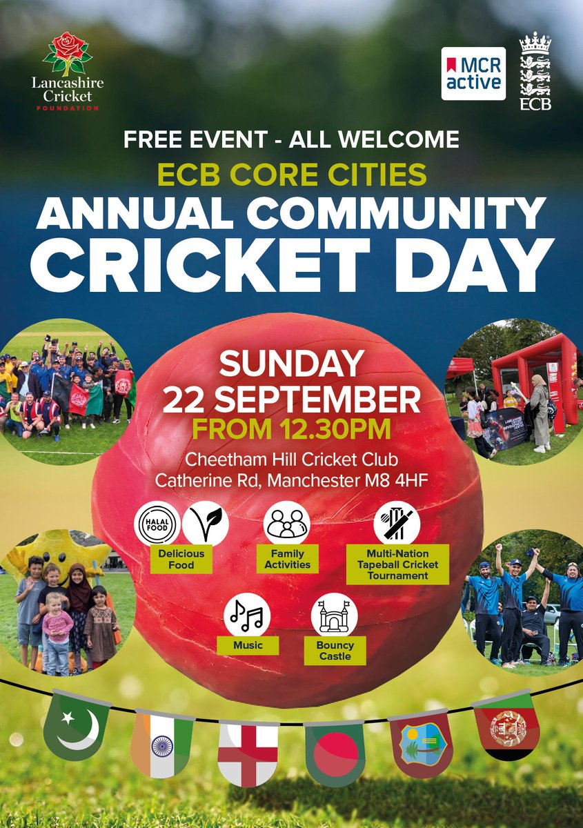 Join us this Sunday where we will be hosting a 'Multi-Nation Tapeball Cricket Tournament' at the Annual Community Cricket Day🏏 

Who will win👀

🇦🇫 Afghanistan
🇧🇩Bangladesh
🇧🇧West Indies
🏴󠁧󠁢󠁥󠁮󠁧󠁿England
🇵🇰Pakistan
🇮🇳India