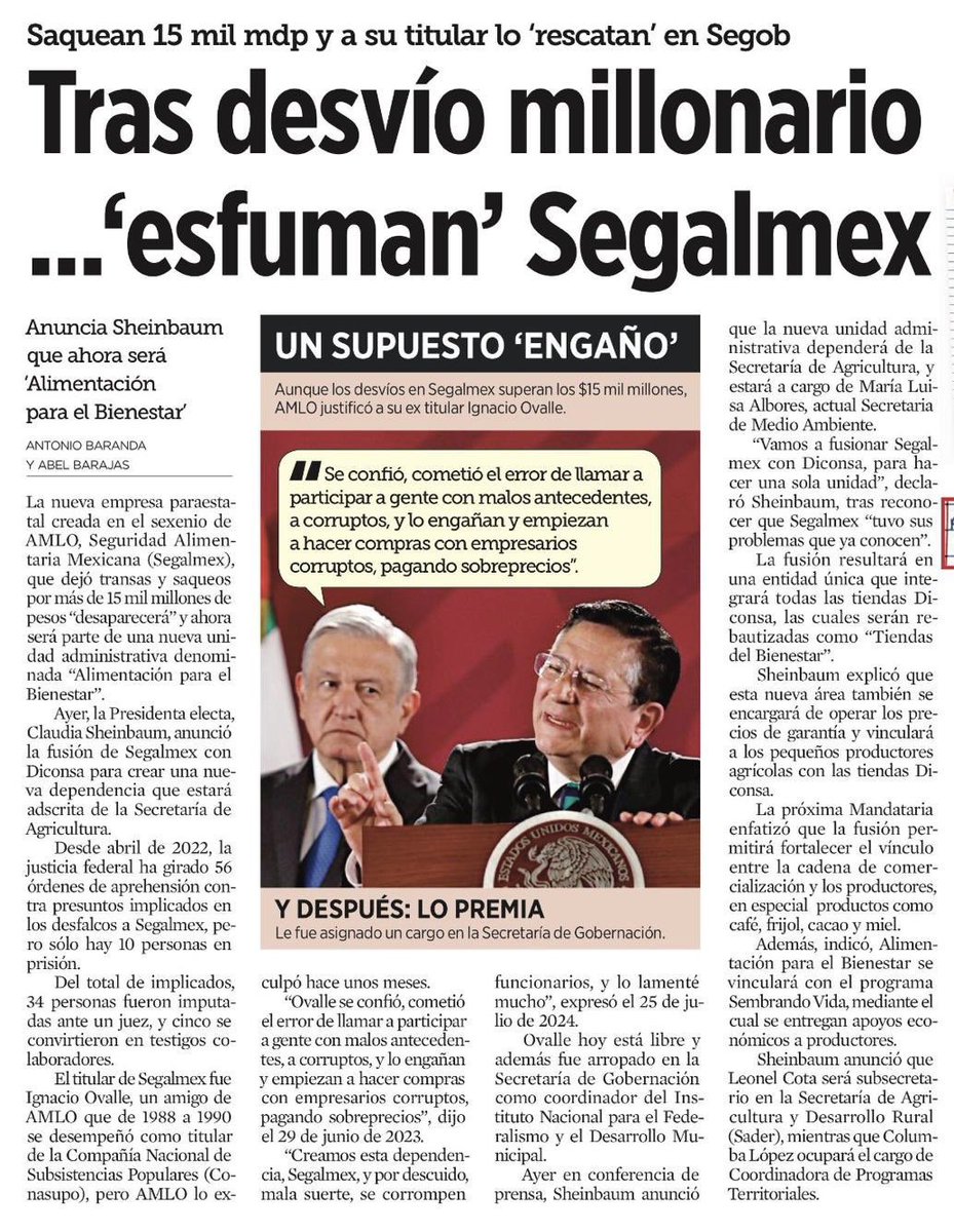 bereaguilarv's tweet photo. ❗️1er acto: López crea Segalmex 
❗️2o acto: el amigo de López y su camarilla se transan y saquean más de 15 mil mdp 
❗️3 er acto: Desaparecen la paraestatal cambiándole el nombre. 

¿Cómo se llamó la obra? La magia del Bienestar https://t.co/ZKLP8DnywW