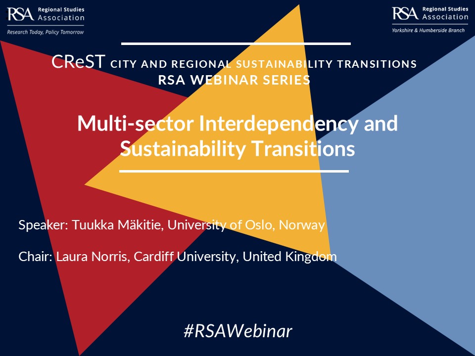 Regional Studies Association (@regstud) on Twitter photo 🚨CREST #RSAWebinar is BACK for autumn 2024 🚨
First up:
➡️Multi-sector Interdependency and Sustainability Transitions
⏰26 Sept 12pm BST / 1pm CEST
📢 @TMakitie
🪑 <a href="/EconGeogCymru/">Laura Norris</a>
For more info and to register:
💻bit.ly/crest2024 🚨CREST #RSAWebinar is BACK for autumn 2024 🚨
First up:
➡️Multi-sector Interdependency and Sustainability Transitions
⏰26 Sept 12pm BST / 1pm CEST
📢 @TMakitie
🪑 <a href="/EconGeogCymru/">Laura Norris</a>
For more info and to register:
💻bit.ly/crest2024