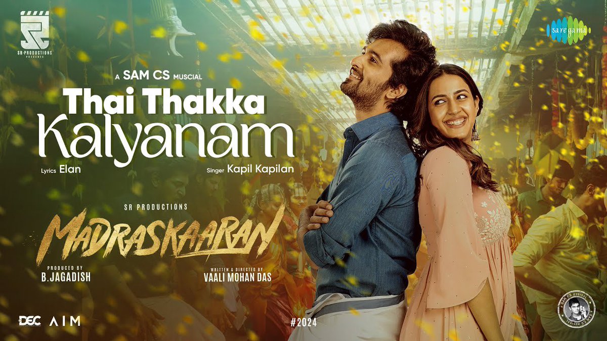 Tovino Thomas (@ttovino) on Twitter photo Happy to launch the first single of #Thaithakkakalyanam! From “Madraskaaran”. A perfect marriage celebration track! 🎶💥 #Madraskaran #FestiveVibes
Link : youtu.be/migpPHbqMeY?si…
Produced by:<a href="/SR_PRO_OFFL/">srproductions_official</a>
A <a href="/SamCSmusic/">𝐒𝐀𝐌 𝐂 𝐒</a> Musical
Sung by : <a href="/KapilKapilan_/">KAPIL KAPILAN</a> & #Abarna
Lyrics: Happy to launch the first single of #Thaithakkakalyanam! From “Madraskaaran”. A perfect marriage celebration track! 🎶💥 #Madraskaran #FestiveVibes
Link : youtu.be/migpPHbqMeY?si…
Produced by:<a href="/SR_PRO_OFFL/">srproductions_official</a>
A <a href="/SamCSmusic/">𝐒𝐀𝐌 𝐂 𝐒</a> Musical
Sung by : <a href="/KapilKapilan_/">KAPIL KAPILAN</a> & #Abarna
Lyrics: