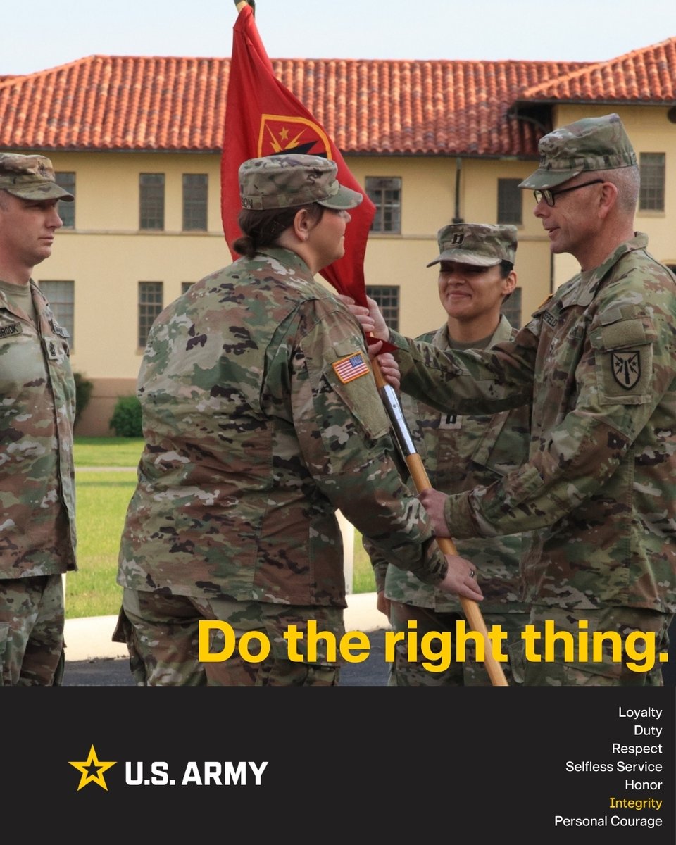 USArmyFortSill's tweet image. #ArmyValues: Integrity.