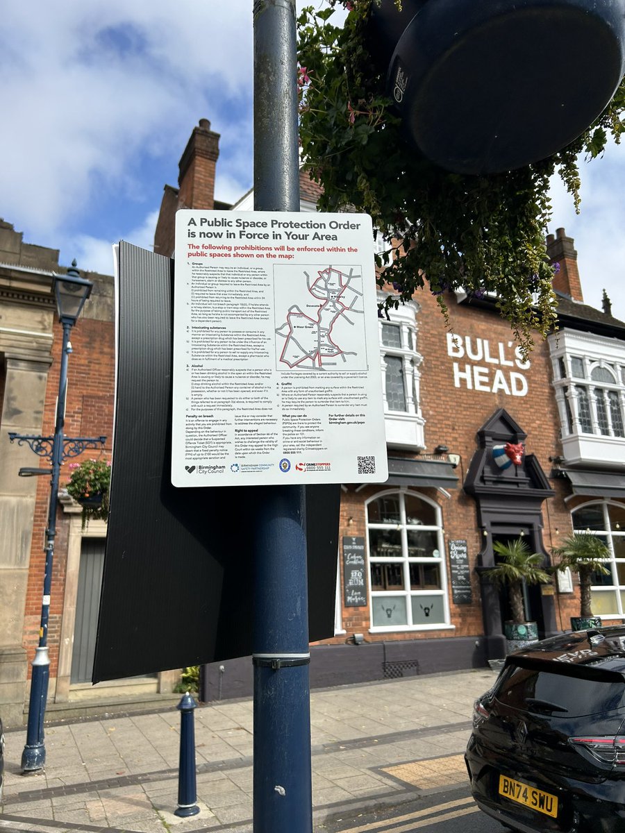 Finally, after four years since the last one expired we have a Public Space Protection Order operational in Moseley &amp; Kings Heath. <a href="/MoseleyHeathWMP/">Moseley & Kings Heath Police</a> <a href="/bhamcomsafety/">BhamCommunitySafety</a>
