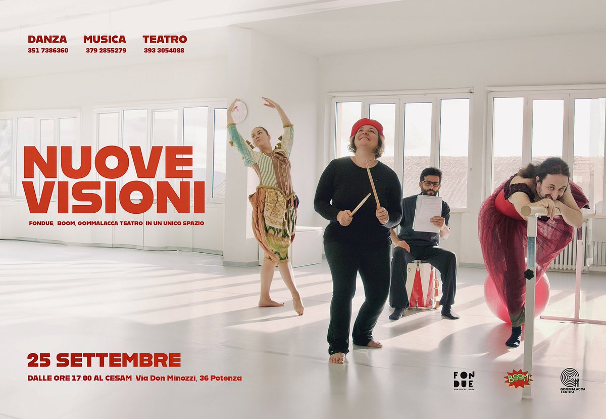 #GommalaccaTeatro, Boom e Fondue danno vita a NUOVE VISIONI ✨️ 

Teatro, musica e danza in un unico spazio a #Potenza. Vieni a scoprirlo e a festeggiare questo momento importante con noi il 25 settembre dalle 17 presso la sede del CeSAM.