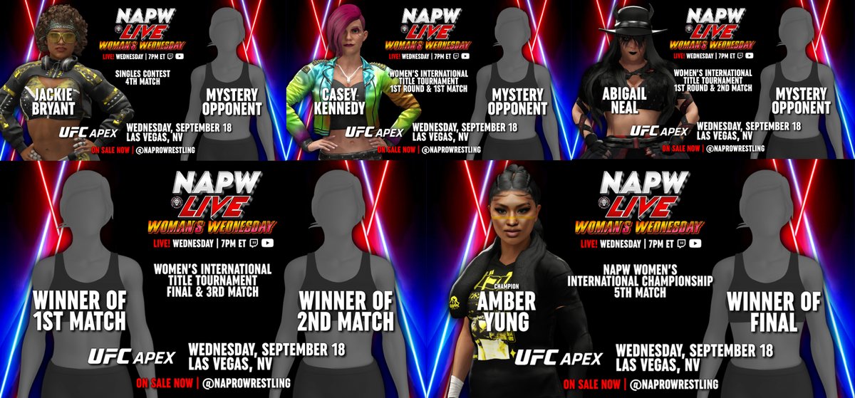 NorthAmericanPW's tweet photo. 🔺NAPW LIVE: Woman's Wednesday
🔺LIVE TONIGHT - 7:00pm/ET
🔺Twitch + YouTube

Our first special for #NAPWLIVE comes to you tonight with Woman's Wednesday! A massive tournament to face Amber Yung in the main event for the International Championship + MORE!

#NAPW #EFED #WWE2K24 https://t.co/sba17vJPoi