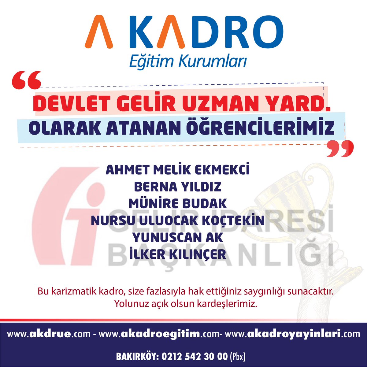 akadroegitim's tweet photo. Ve A Kadro'ların “Devlet Gelir Uzman Yard.” macerası sonuçlandı. Sevgili kardeşlerimiz, bu karizmatik kadro, size fazlasıyla hak ettiğiniz saygınlığı sunacaktır. Yolunuz açık olsun. #kpss #dguy https://t.co/Gj5VaRy8oV