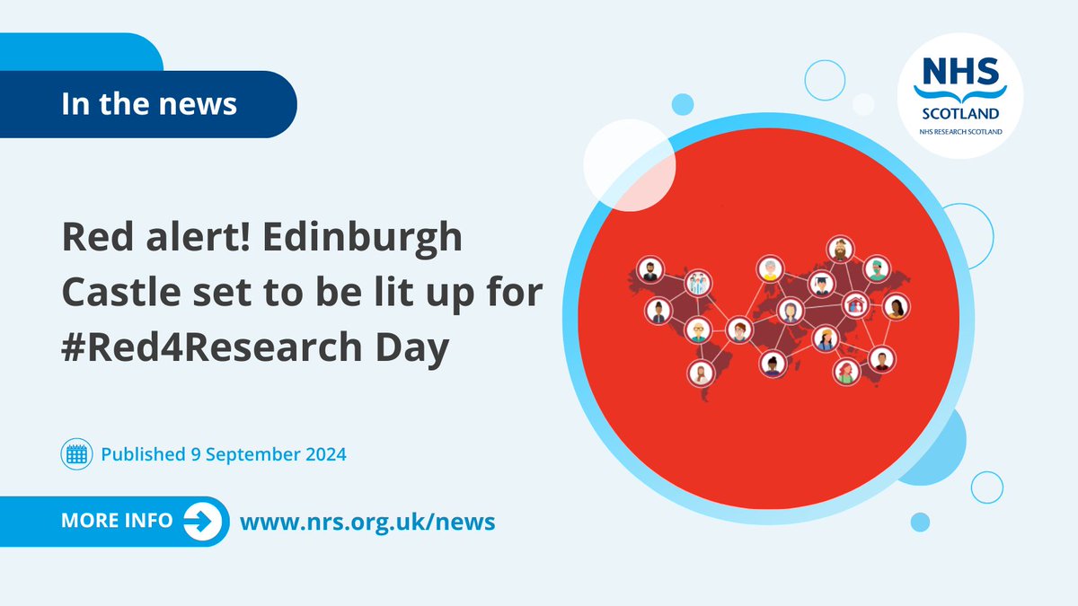 NHS Research Scotland (@nhsresearchscot) on Twitter photo Edinburgh Castle will be lit up as part of a powerful demonstration of support for #Red4Research Day, championing those involved in making vital health and social care research happen. <a href="/CSO_Scotland/">CSO(Health)Scotland</a> <a href="/UofGRegiusAnna/">Anna Dominiczak</a>
Read the full article on our website 👉 nhsresearchscotland.org.uk/news/red-alert… Edinburgh Castle will be lit up as part of a powerful demonstration of support for #Red4Research Day, championing those involved in making vital health and social care research happen. <a href="/CSO_Scotland/">CSO(Health)Scotland</a> <a href="/UofGRegiusAnna/">Anna Dominiczak</a>
Read the full article on our website 👉 nhsresearchscotland.org.uk/news/red-alert…