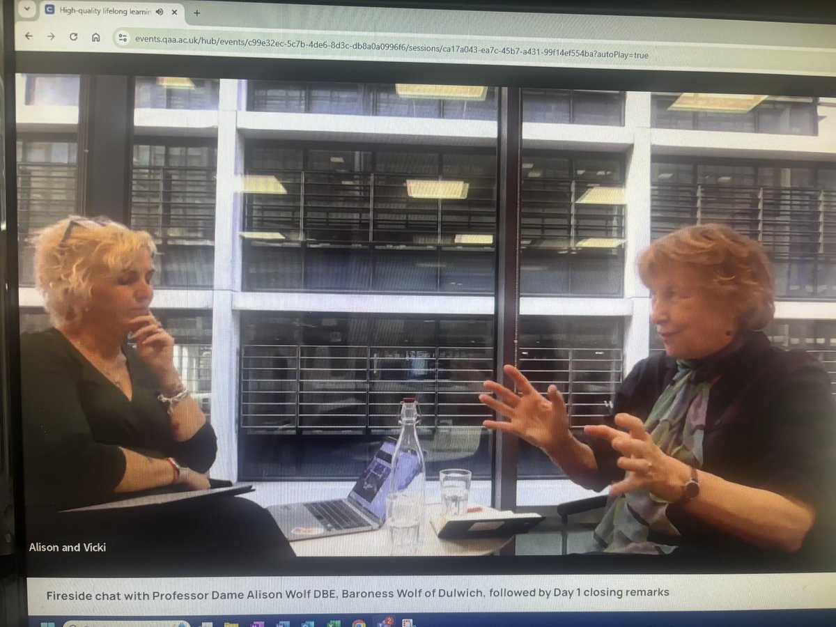 Real treat for our conference delegates now, @Vicki__Stott in conversation with <a href="/XXFactorFacts/">Alison Wolf</a> Professor DameAlison Wolf at <a href="/QAAtweets/">QAA</a> Annual Conference- High quality lifelong learning for all.