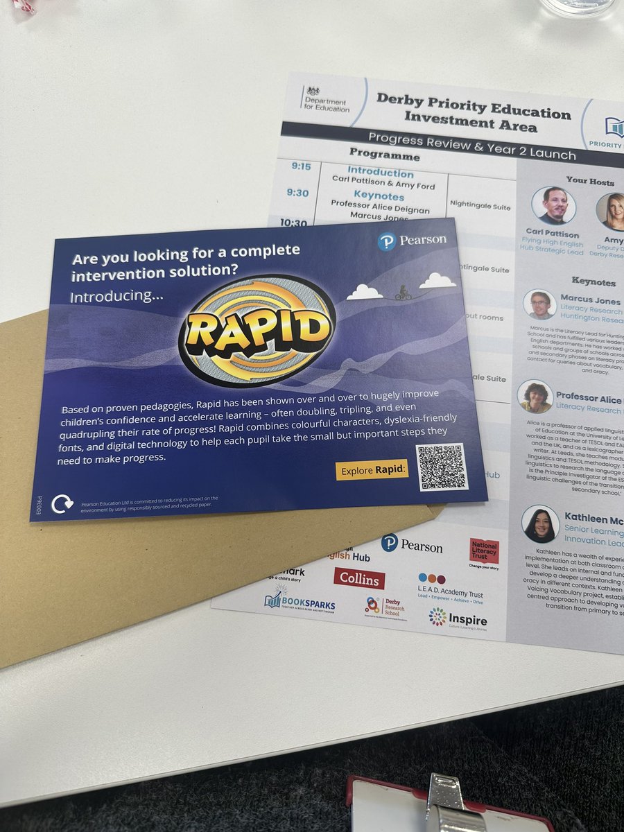 AllentonHoS's tweet photo. Very excited to have won the raffle after a day of learning with #PriorityLiteracy, looking forward to a 6 month Pearson subscription for rapid reading! https://t.co/6pIhYRUJO8
