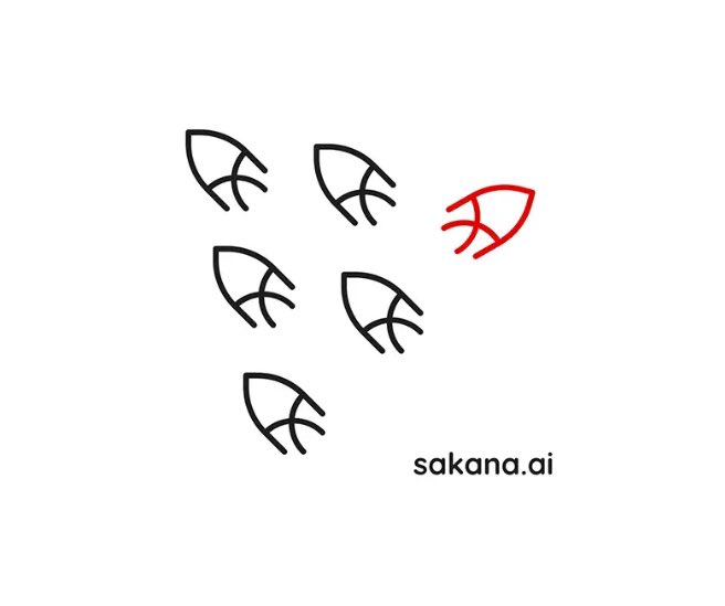 TachiharaShiro's tweet photo. ニュースで話題の生成AI開発のスタートアップ企業『サカナAI』。
かわいいサカナAIのイラスト。
でも「赤い魚は一発で食われるな」って思ってしまうアングラーは多いのではないでしょうか？
#サカナAI
#釣り人目線
#群れない
#目立つと食われる https://t.co/rn39Z8xeom