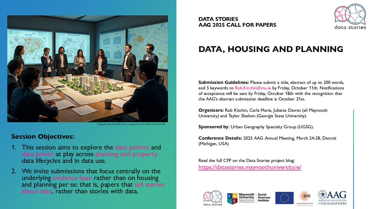 Rob Kitchin (@robkitchin) on Twitter photo CFP: Data, Housing & Planning for #AAG2025, Detroit, Mar 24-28. Share your insights into the data politics & data power of housing & planning. Organised by <a href="/DatastoriesMU/">datastoriesMU</a> team & <a href="/kyjts/">Taylor Shelton</a>. For full details see: datastories.maynoothuniversity.ie/?p=483 CFP: Data, Housing & Planning for #AAG2025, Detroit, Mar 24-28. Share your insights into the data politics & data power of housing & planning. Organised by <a href="/DatastoriesMU/">datastoriesMU</a> team & <a href="/kyjts/">Taylor Shelton</a>. For full details see: datastories.maynoothuniversity.ie/?p=483