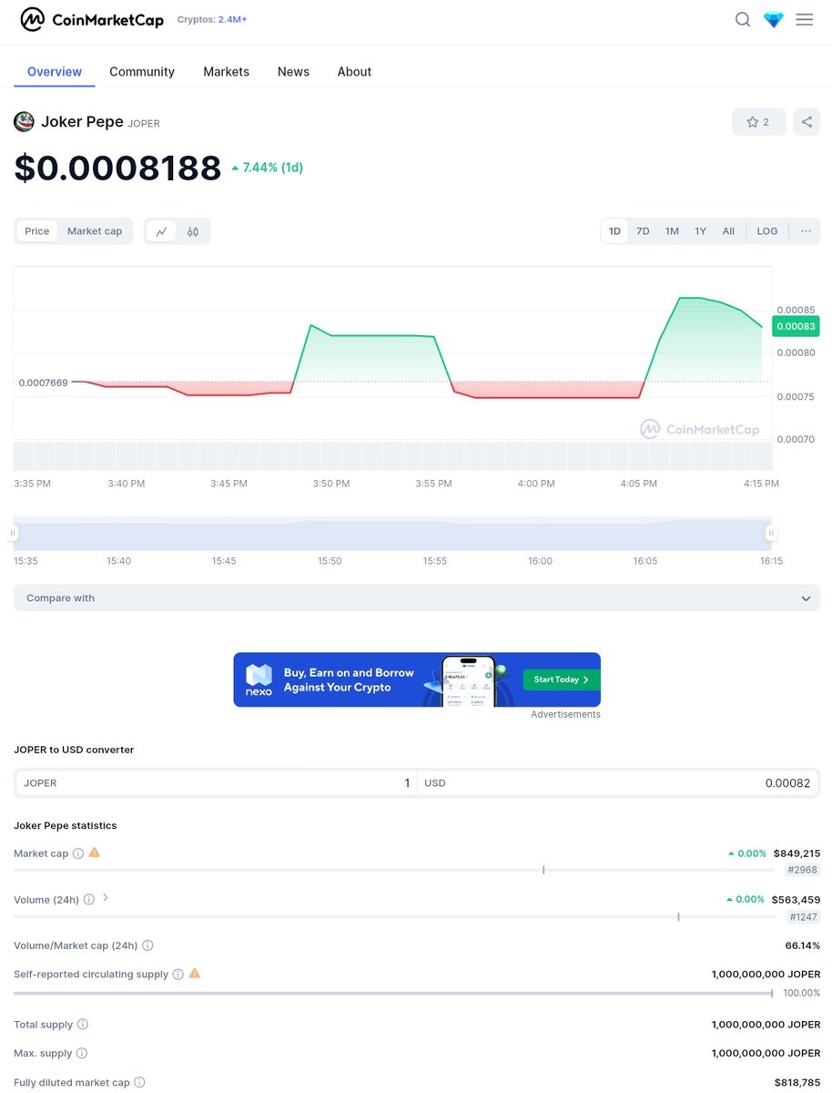 The $JOPER took over #CMC 

coinmarketcap.com/currencies/jok…