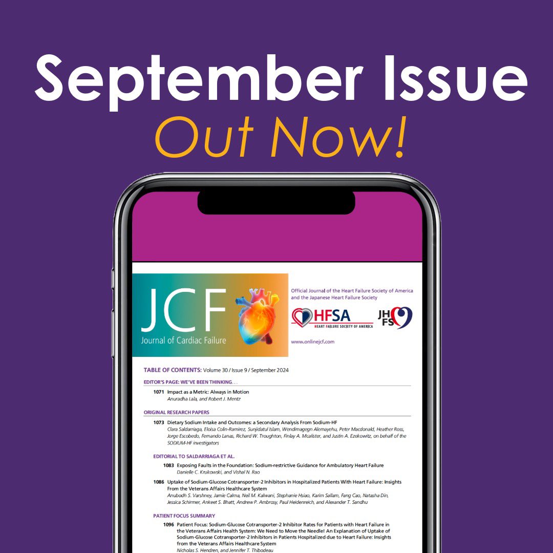 JCardFail's tweet image. 🫀 Discover the latest HF research in our September issue, focusing on #FunctionNotFailure. 

Dive into expert findings and stay ahead in the field of cardiac failure.

Ready to explore expert research?👇
🔗 onlinejcf.com/current