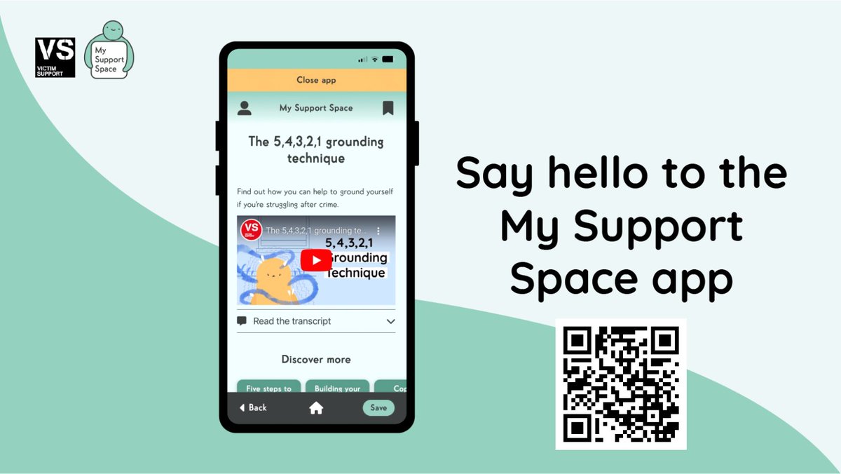 Our My Support Space app has launched!

It's🆓to download from your app store

There's a wealth of information, activities &amp; resources, all designed to help people affected by crime

☎️ You can also contact our local team on 0300 303 0554
#support #atyourfingertips #HereForYou