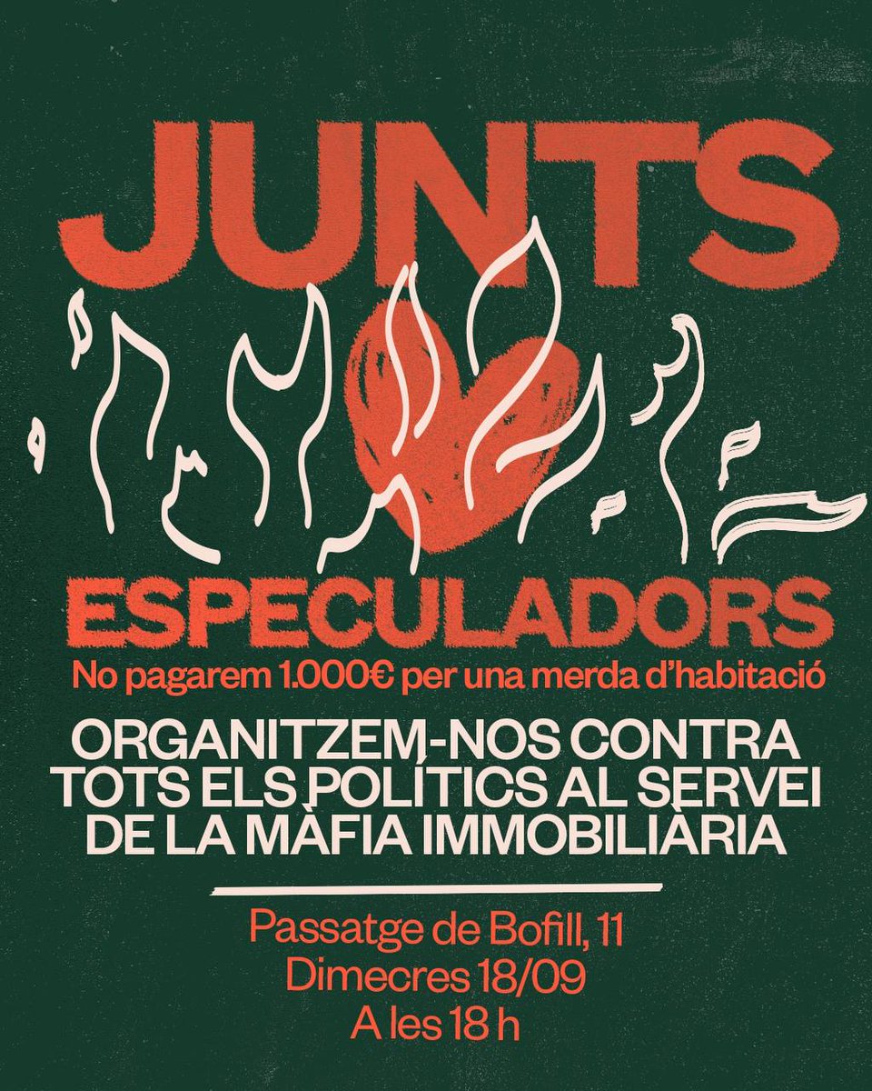 Ahir Junts va votar a favor de seguir defraudant a les  llogateres i de saltar-se els pocs drets que hem conquerit. 

No és normal que et puguin cobrar 1.000€ per una  habitació, despeses de l'immobiliària i fer-te fora al cap  d'uns mesos. 

💥Plantem-los cara!