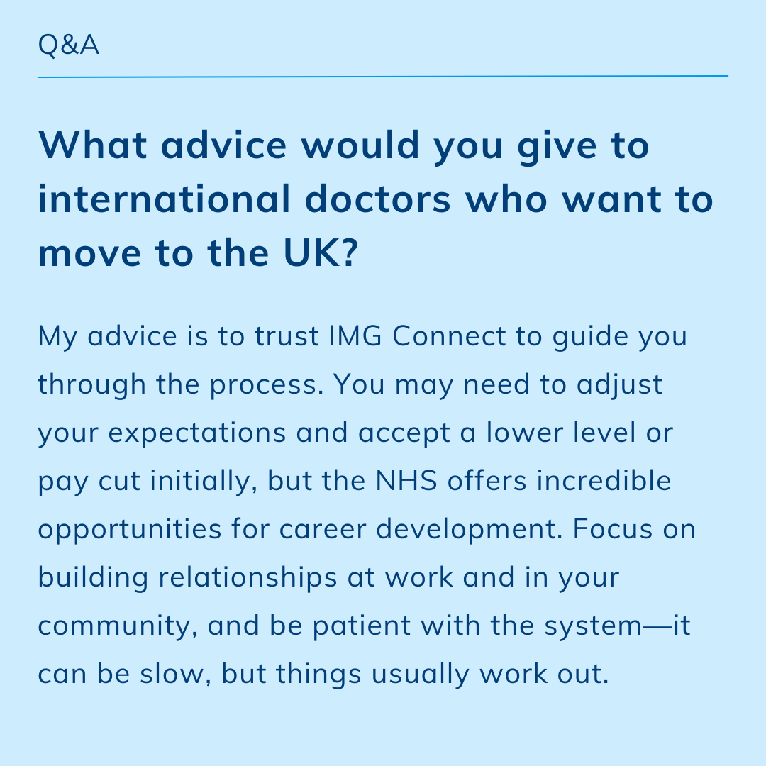 🌟 New #IMGStory!

Meet Dr. Layton, a skilled psychiatrist who moved from Australia to the UK with our support. Now thriving in the NHS, she’s just been promoted to Clinical Director after only a year! 💙

👉 Read more: zurl.co/fH9y 

#NHSJobs #Psychiatry
