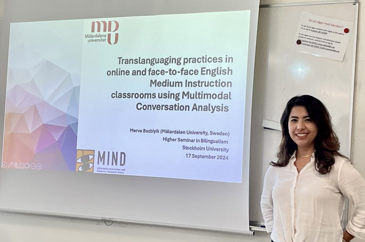 Merve Bozbıyık (@mervebozbiyik) on Twitter photo Thank you for hosting me at the Higher Seminar in Bilingualism at the Center for Research on Bilingualism <a href="/Stockholms_univ/">Stockholms universitet</a>. I appreciated sharing my research on translanguaging in EMI classrooms. The discussion was engaging and inspiring. Thank you for hosting me at the Higher Seminar in Bilingualism at the Center for Research on Bilingualism <a href="/Stockholms_univ/">Stockholms universitet</a>. I appreciated sharing my research on translanguaging in EMI classrooms. The discussion was engaging and inspiring.