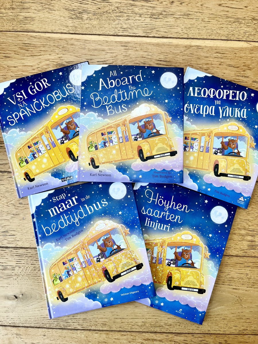 Delighted to receive co-editions of ‘All Aboard the Bedtime Bus’ in US , Dutch , Slovenian, Greek and Finnish ! 🚌🚌🚌🚌🚌😄⭐️