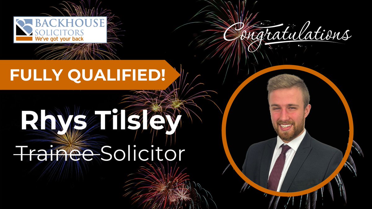 BackhouseLaw's tweet photo. Congratulations to Rhys on becoming a fully qualified Solicitor!
Well done for all of your hard work and dedication. 
#wevegotyourback #congratulations #fullyqualified #solicitor https://t.co/QOCBJFoNl2
