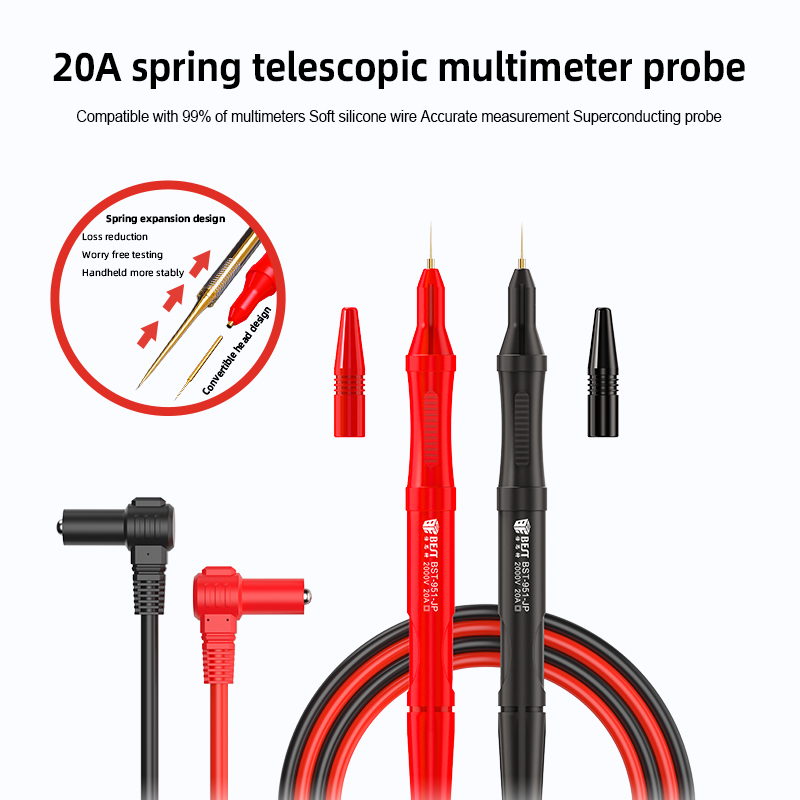 Bestoolsrepair's tweet photo. New BST-951-JP 
Spring-type retractable multimeter pen with interchangeable tip  

🌍 20A fit for 99% multimeter 
🌍 Replaceable pure copper probe ,with spring 
🌍Versatile 
Wechat:13760419269 
whatsup:13715242425 
🌍 Website:
https://szbesttool.comhttps://szbesttool.com https://t.co/xkd18zpQY3