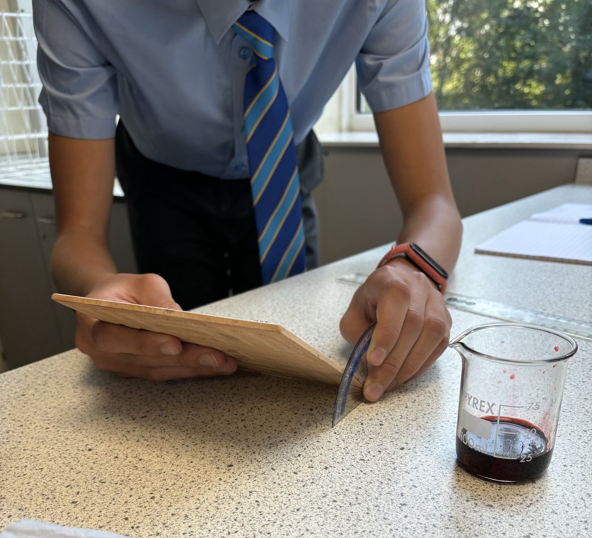 KingsS4L's tweet photo. Miss Reburn’s Year 9 Scientists are investigating blood splatters. ⁦@science_at⁩ ⁦@KingsSchoolOSM⁩ #forensics https://t.co/BuFaSYmbEB