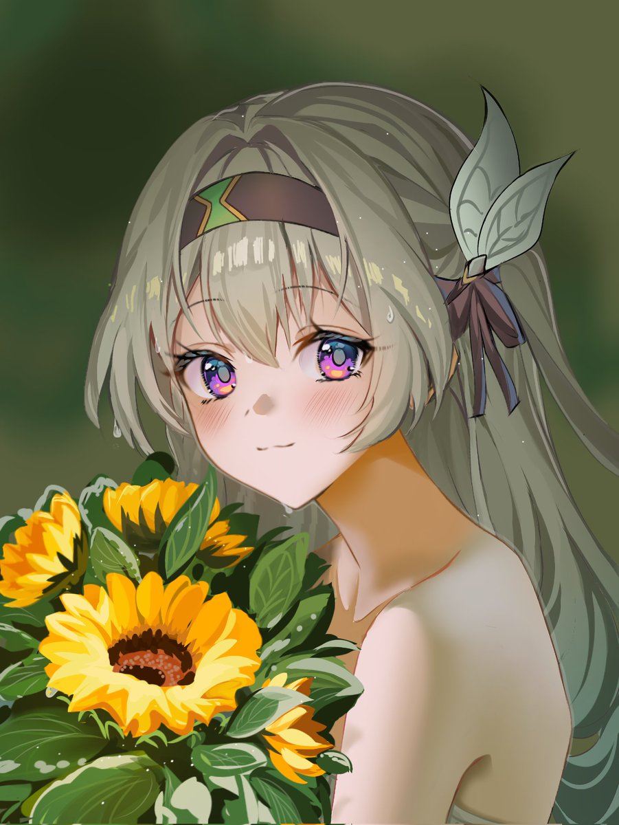 Xarm34's tweet image. Wife with bouquet of sunflowers 🥺🌻
#崩壊スターレイル #HonkaiStarRail
#ホタル #Firefly