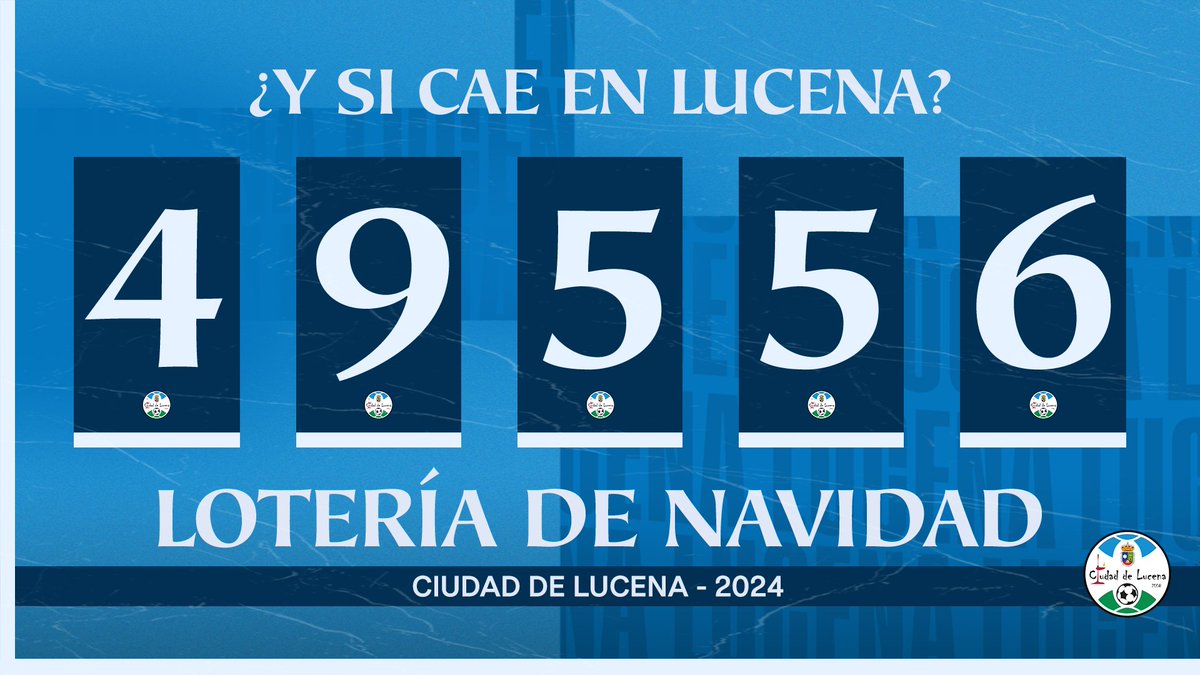 🔵 𝙇𝙊𝙏𝙀𝙍𝙄́𝘼 𝘿𝙀 𝙉𝘼𝙑𝙄𝘿𝘼𝘿 | Ya está disponible la lotería de navidad del Ciudad de Lucena.
👉4️⃣9️⃣5️⃣5️⃣6️⃣ ¿Y si cae aquí el gordo de Navidad? 🤔

✅ Puntos de venta: Oficina del club