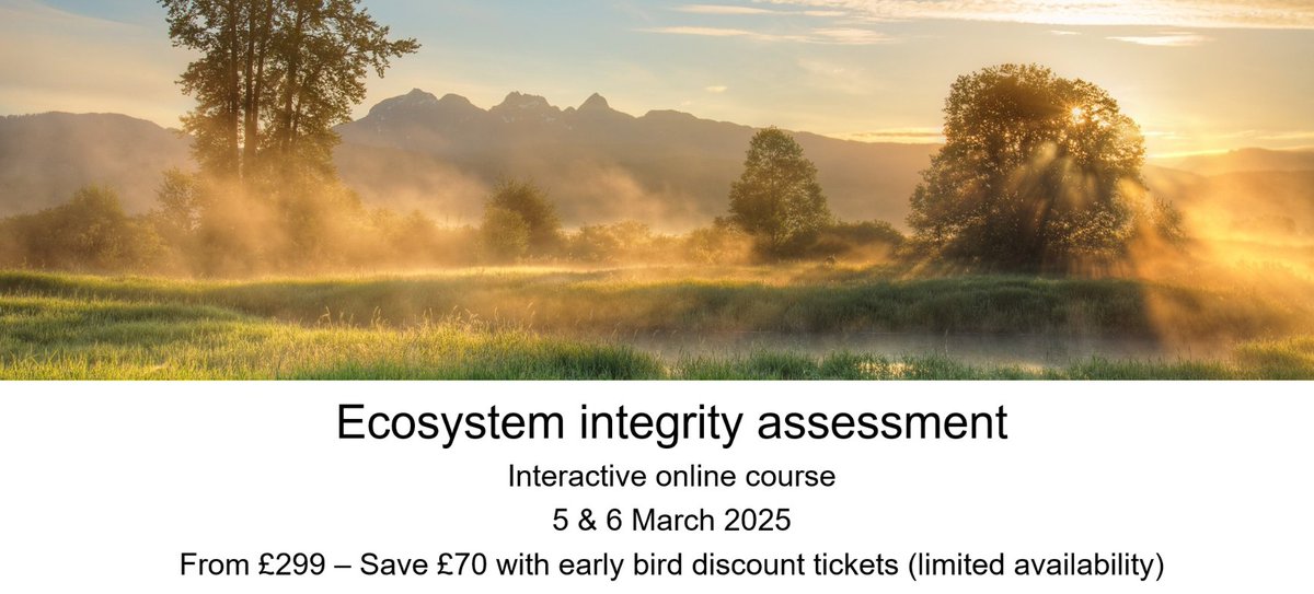 UKCEH | Environmental Science training courses (@ukceh_training) on Twitter photo #training <a href="/UK_CEH/">UK Centre for Ecology & Hydrology</a>
Ecosystem Integrity Assessment
5 & 6 March 2025
Interactive online course
From £349
ceh.ac.uk/training/ecosy…
PL RP @HydroJULES <a href="/HydrometryEA/">HydrometryEA</a> @hyejinkim715 <a href="/IapetusDTP/">IAPETUS DTP</a> @Ichealthyplanet <a href="/CentreEnvHealth/">Environment-Health</a> <a href="/iemanet/">IEMA</a> <a href="/iGiGL/">GiGL</a> <a href="/iLEAPS_ECSN/">iLEAPS Early Career Scientists</a> #training <a href="/UK_CEH/">UK Centre for Ecology & Hydrology</a>
Ecosystem Integrity Assessment
5 & 6 March 2025
Interactive online course
From £349
ceh.ac.uk/training/ecosy…
PL RP @HydroJULES <a href="/HydrometryEA/">HydrometryEA</a> @hyejinkim715 <a href="/IapetusDTP/">IAPETUS DTP</a> @Ichealthyplanet <a href="/CentreEnvHealth/">Environment-Health</a> <a href="/iemanet/">IEMA</a> <a href="/iGiGL/">GiGL</a> <a href="/iLEAPS_ECSN/">iLEAPS Early Career Scientists</a>