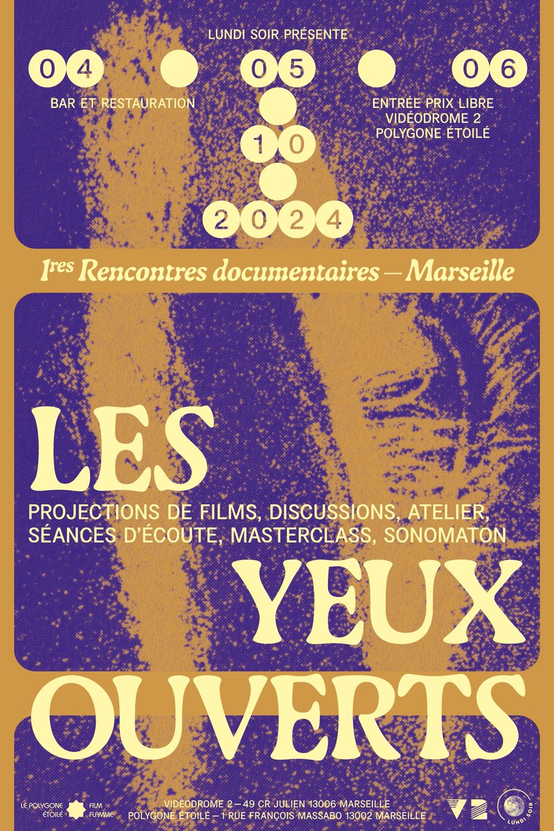 Rendez-vous du 4 au 6 octobre à Marseille pour la 1ère édition des 𝐘𝐞𝐮𝐱 𝐎𝐮𝐯𝐞𝐫𝐭𝐬 dans la cité phocéenne ! 👉 Le programme complet sur lundisoir.org