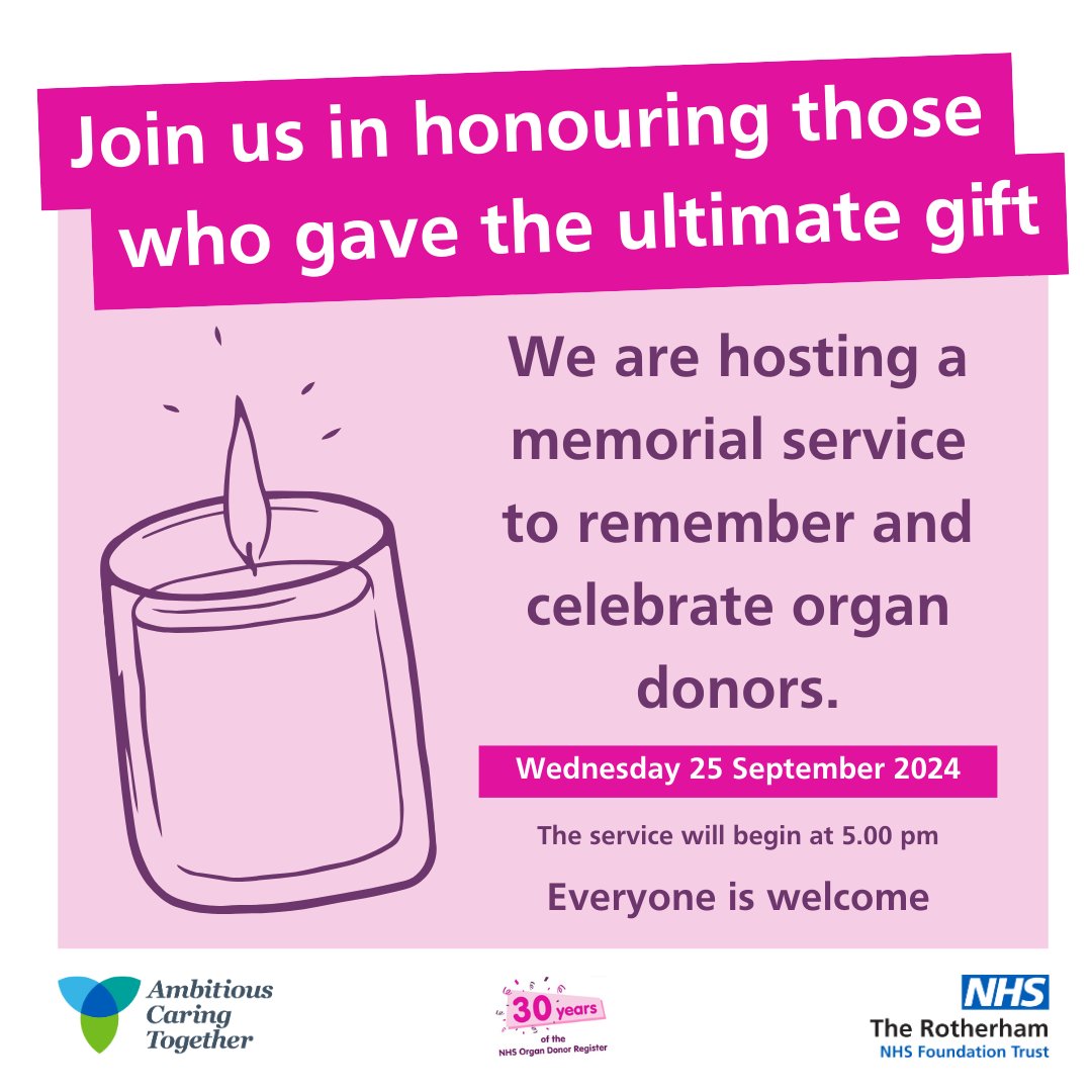 On Wed 25 September, we are hosting a memorial service to honour honouring organ donors as part of our Organ Donation Week celebration. If you would like to join us, the service starts at 5.00 pm in the Hospital’s PGME Lecture Theatre. Everyone is welcome.