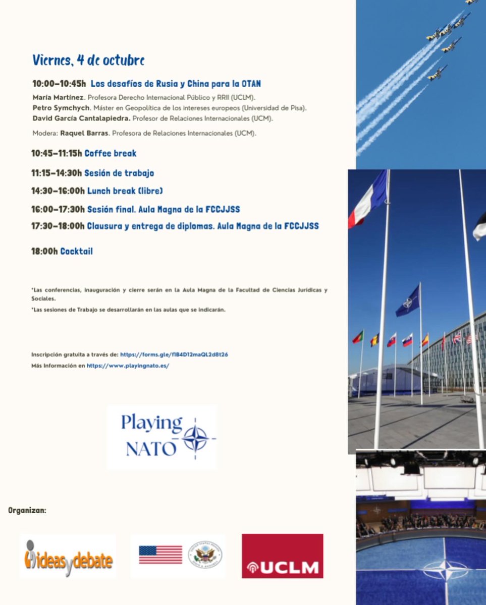 🌐¡Nuestro programa Playing NATO! 🌐 Comparte este post y disfruta de todas las actividades que tenemos programadas para estos días! Os esperamos!🚀
#playingnato