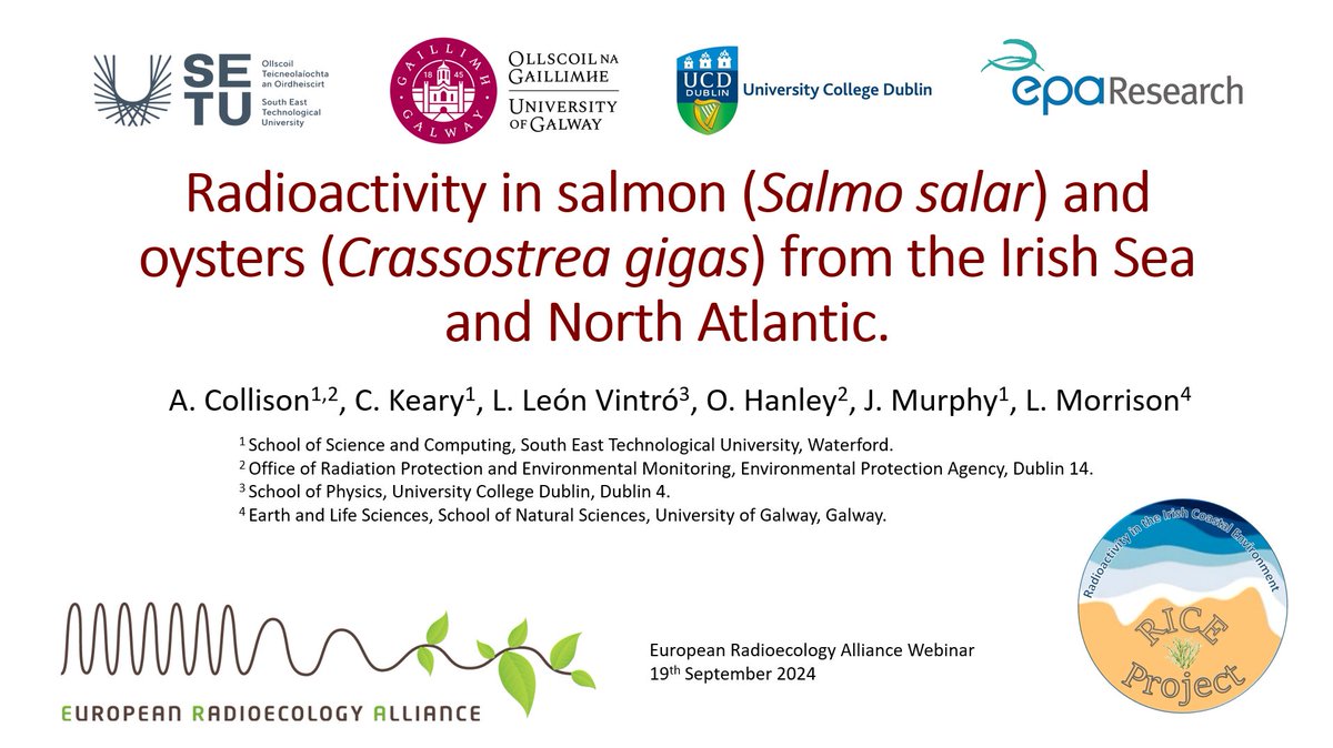 Looking forward to presenting some results from the RICE Project at the European Radioecology Alliance's Young Researcher Webinar tomorrow