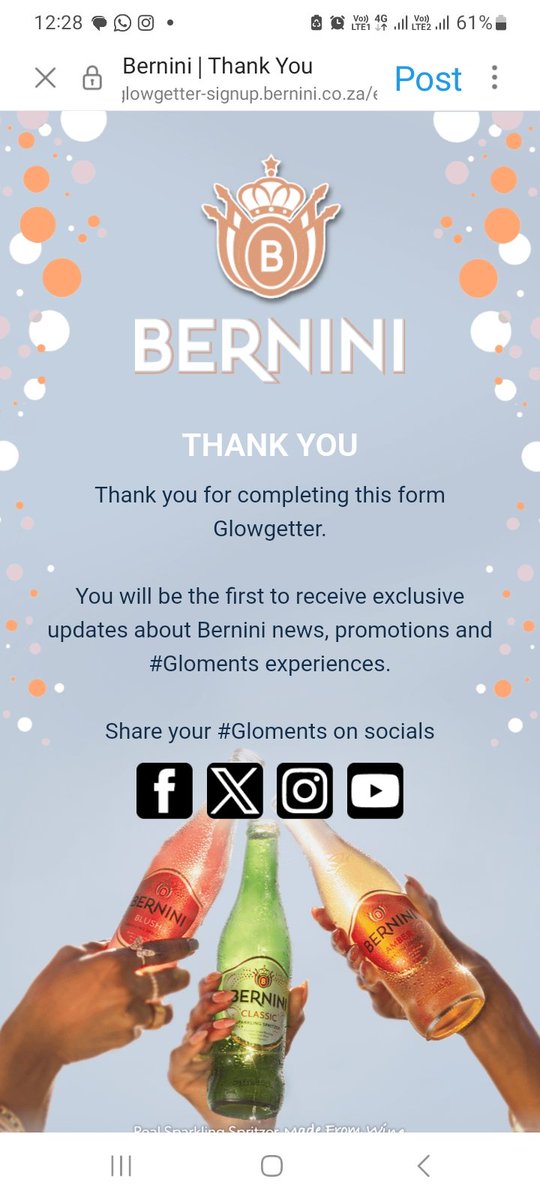 Georgekhoza007's tweet photo. @BerniniSA 🥂🥂🥂🥂🥂🥂
#BerniniMimosa
#PerfectMix
#Glowgetter
#RealSparklingSpritzer
@Nokukha56931983
@Tsebanglehong
@Realt_fxc https://t.co/TIjlx5lI27