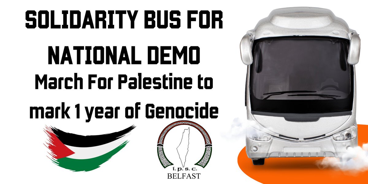Belfast_IPSC's tweet image. Join us in making history at the largest Palestine Solidarity march in Irelands history! Come join the solidarity bus leaving Belfast!
eventbrite.co.uk/e/solidarity-b…