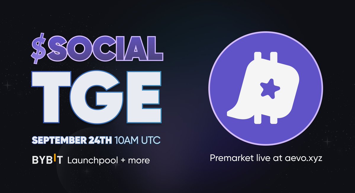 $SOCIAL September is real, and so is the TGE! 💜🦄
- Listing Sept 24th, <a href="/Bybit_Official/">Bybit</a> Launchpool announced, more coming soon ✔️
- Premarket is now live at <a href="/aevoxyz/">Aevo</a>
- Phairdrop S1 updated &amp; S2 is live, details below
- Cred Pass NFTs launching tomorrow on <a href="/base/">Base</a> &amp; <a href="/opensea/">OpenSea</a> (1/6)