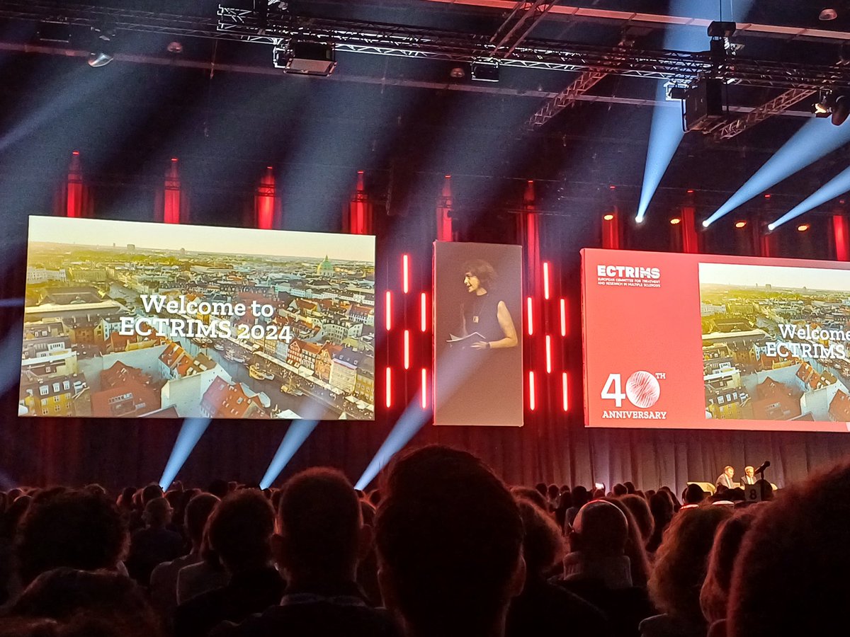 GeoArrambide's tweet photo. ECTRIMS 2024 opening ceremony with the Queen of Denmark present, a beautiful video on the history of ECTRIMS now celebrating its 40th anniversary, and a great ECTRIMS lecture by Jackie Palace on NMOSD and MOGAD. #ECTRIMS2024 @ECTRIMS @MarTintore https://t.co/bpqk1pzrsN