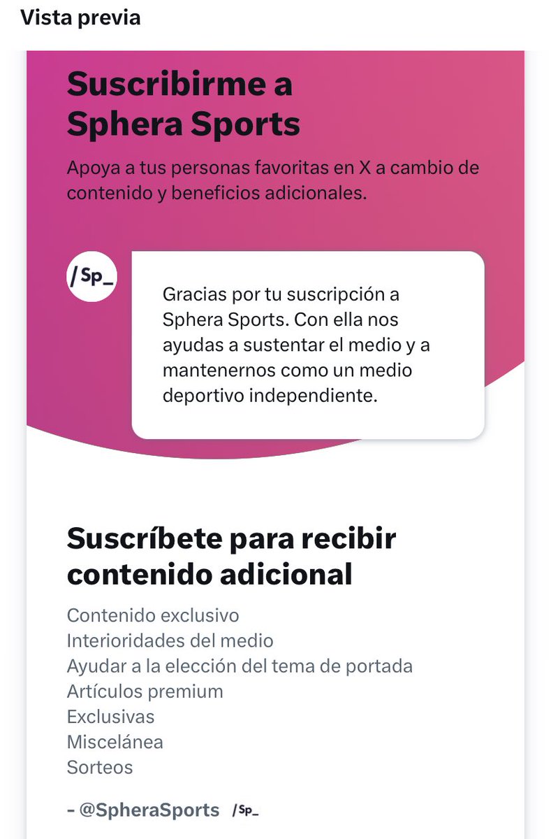 SpheraSports's tweet photo. ATENCIÓN:
𝐀𝐛𝐫𝐢𝐦𝐨𝐬 𝐬𝐮𝐬𝐜𝐫𝐢𝐩𝐜𝐢𝐨𝐧𝐞𝐬

Desde el 1 de octubre iniciamos contenidos EXTRA para quien desee sumarse.

Esencialmente ser suscriptor (3€ / mes) dará acceso a un podcast semanal que estamos preparando.

Además, la suscripción incluye todas estas ventajas. https://t.co/CmAUe1z5UH