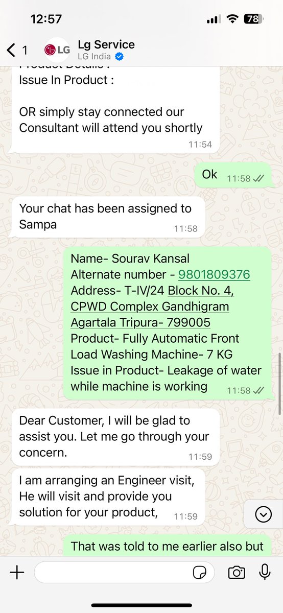 KansalLives's tweet photo. @LGIndia @LGServiceCentre Booked for LG washing machine service. Engineer visited and closed the service request asking for private repair from him. Now LG is not responding to my requests despite promises https://t.co/iflzRI8In9