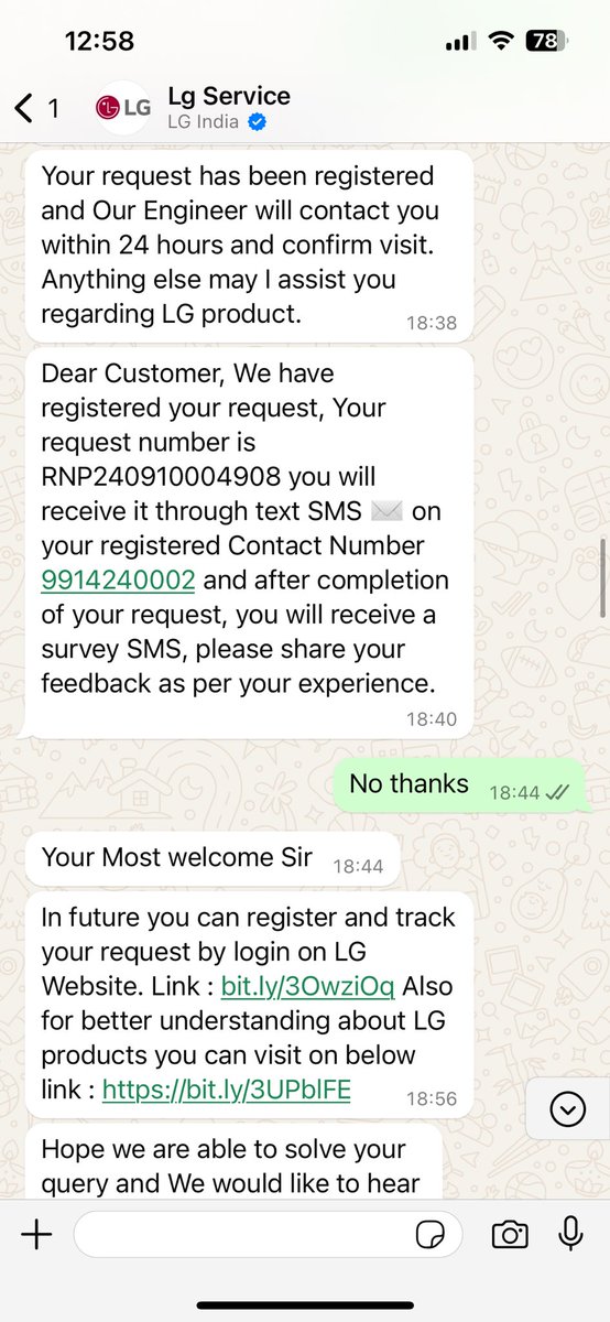 KansalLives's tweet photo. @LGIndia @LGServiceCentre Booked for LG washing machine service. Engineer visited and closed the service request asking for private repair from him. Now LG is not responding to my requests despite promises https://t.co/iflzRI8In9