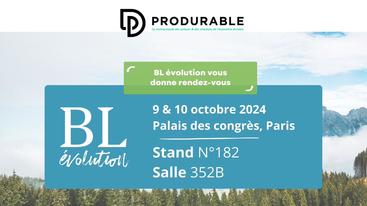 BL évolution (@bl_evolution) on Twitter photo 🚀 Produrable 2024, retrouvons-nous !
<a href="/bl_evolution/">BL évolution</a> participera au salon PRODURABLE les 9 et 10 octobre prochains au Palais des Congrès. C
📍 Retrouvez-nous sur le stand n°182.
👉 Pour en savoir plus sur nos ateliers, découvrez notre article : bl-evolution.com/rejoignez-nous… 🚀 Produrable 2024, retrouvons-nous !
<a href="/bl_evolution/">BL évolution</a> participera au salon PRODURABLE les 9 et 10 octobre prochains au Palais des Congrès. C
📍 Retrouvez-nous sur le stand n°182.
👉 Pour en savoir plus sur nos ateliers, découvrez notre article : bl-evolution.com/rejoignez-nous…