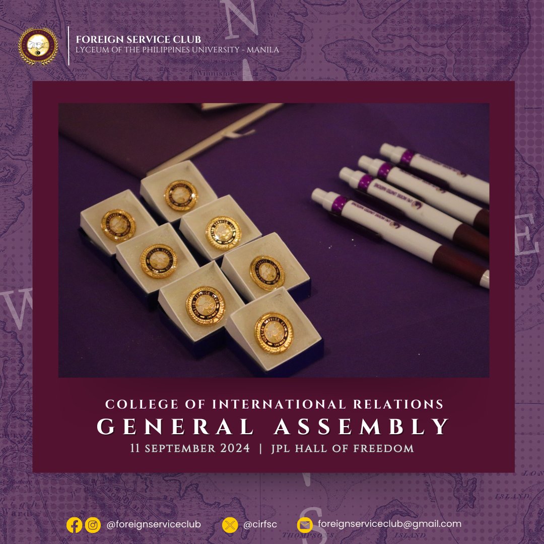 cirfsc's tweet photo. 𝐂𝐈𝐑 𝐆𝐞𝐧𝐞𝐫𝐚𝐥 𝐀𝐬𝐬𝐞𝐦𝐛𝐥𝐲 𝐑𝐞𝐜𝐚𝐩 ⚓️

The Foreign Service Club, in partnership with the College of International Relations Student Government, joined the CIR General Assembly held last 11 September 2024 at the JPL Hall of Freedom. 

#TatakFSC
#ForeignServiceClub https://t.co/1uWfhGQU4A