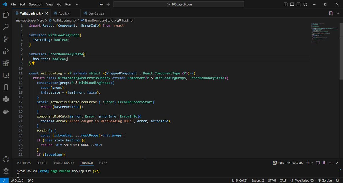 mozorand's tweet photo. Completed day 22 of #100DaysOfCode #reactjs challenge: Error Boundaries  #codevolution
https://t.co/PHi4oRE64k https://t.co/InwXAdxQi5