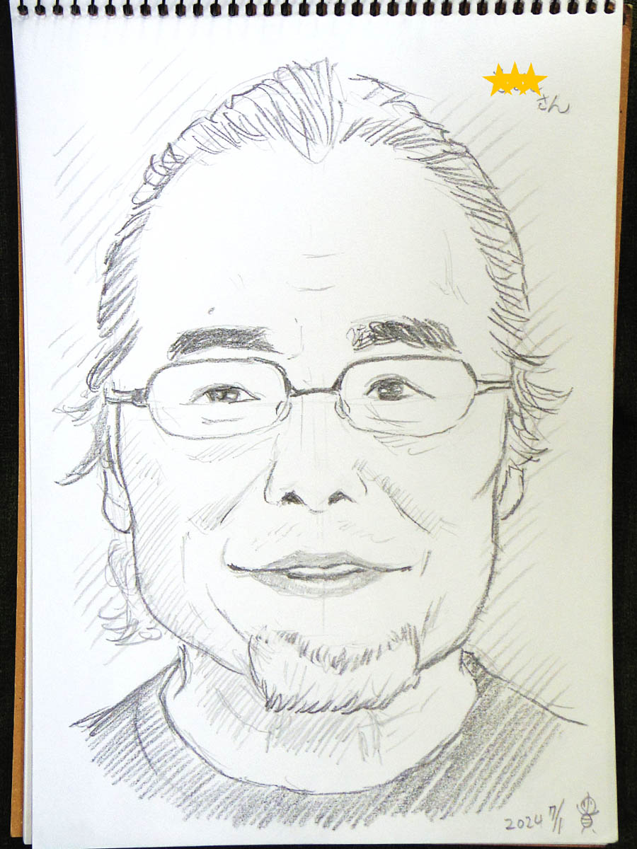 「さぎ沼アート展」でお描きした似顔絵を、お客様に許可いただき掲載✍️😊
アート展出展者のお一人、陶芸作品を出品されていたK氏!
ご本人のかっちょよさが良い感じに表現できたのでは?と自画自賛😋
陶芸の作品たちも素晴らしかったです✨
#宮前区 #似顔絵 #鉛筆画 #手描き