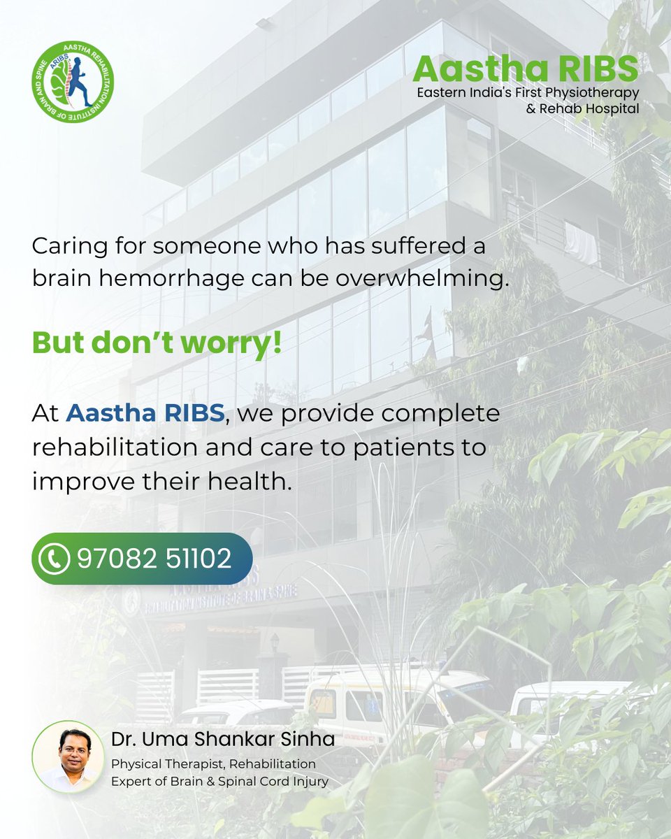 Caring for someone after a #brainhemorrhage can be tough. 

At #AasthaRIBS, we provide full #rehabilitation and care to help improve their health and recovery. 

Call us now!

📞 97082 51102

📍 Besides Ramavtar Apartment, Basant Bihar, NTPC More, Patna, Bihar 800025