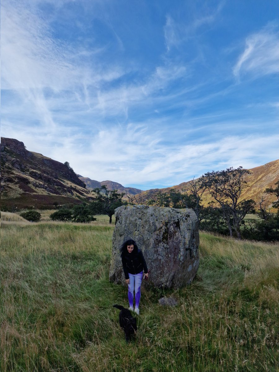 The separation that is here
Is of the grave; and of austere
Yet happy feelings of the dead:
And, therefore, was it rightly said
That Ossian, last of all his race!
Lies buried in this lonely place.
Ossian's Stone , Sma' Glen 
#Scotland